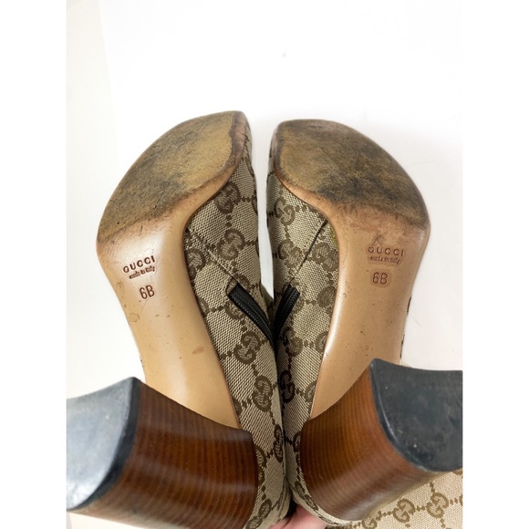 Gucci GG Signature Monogram Horse Bit Canvas Knee-High Heeled Cloth Boots - Picture 3 of 7